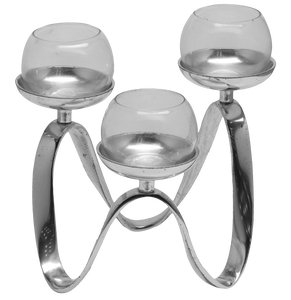 Portavelas para decoraciones del hogar y portavelas de buena calidad premium Portavelas de aluminio plateado - Product Image 3