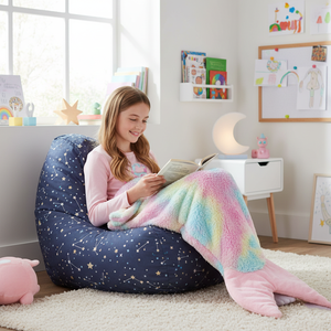 Couverture queue de sirène en polaire shaggy dégradé tie-dye, doublure en flanelle douce, cousue, portable, pour enfants, couverture de couchage enveloppante - Product Image 4