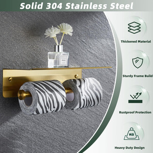Self Adhesive 304 Stainless Steel Toilet <b>Paper</b> Holder with Shelf Wall Mount Toilet <b>Paper</b> Roll Holder Toilet Roll Holder - Product Image 4