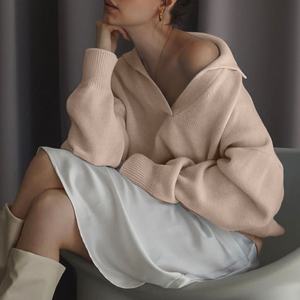 Suéter informal estampado de estilo americano europeo con logotipo en la parte delantera, suéter de <span class=keywords><strong>punto</strong></span> con cuello en V para Otoño e Invierno para <span class=keywords><strong>mujer</strong></span> - Product Image 2