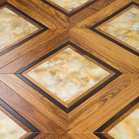 Plancher en bois d'incrustation de pierre blanche noire et plancher en bois d'incrustation en métal en laiton