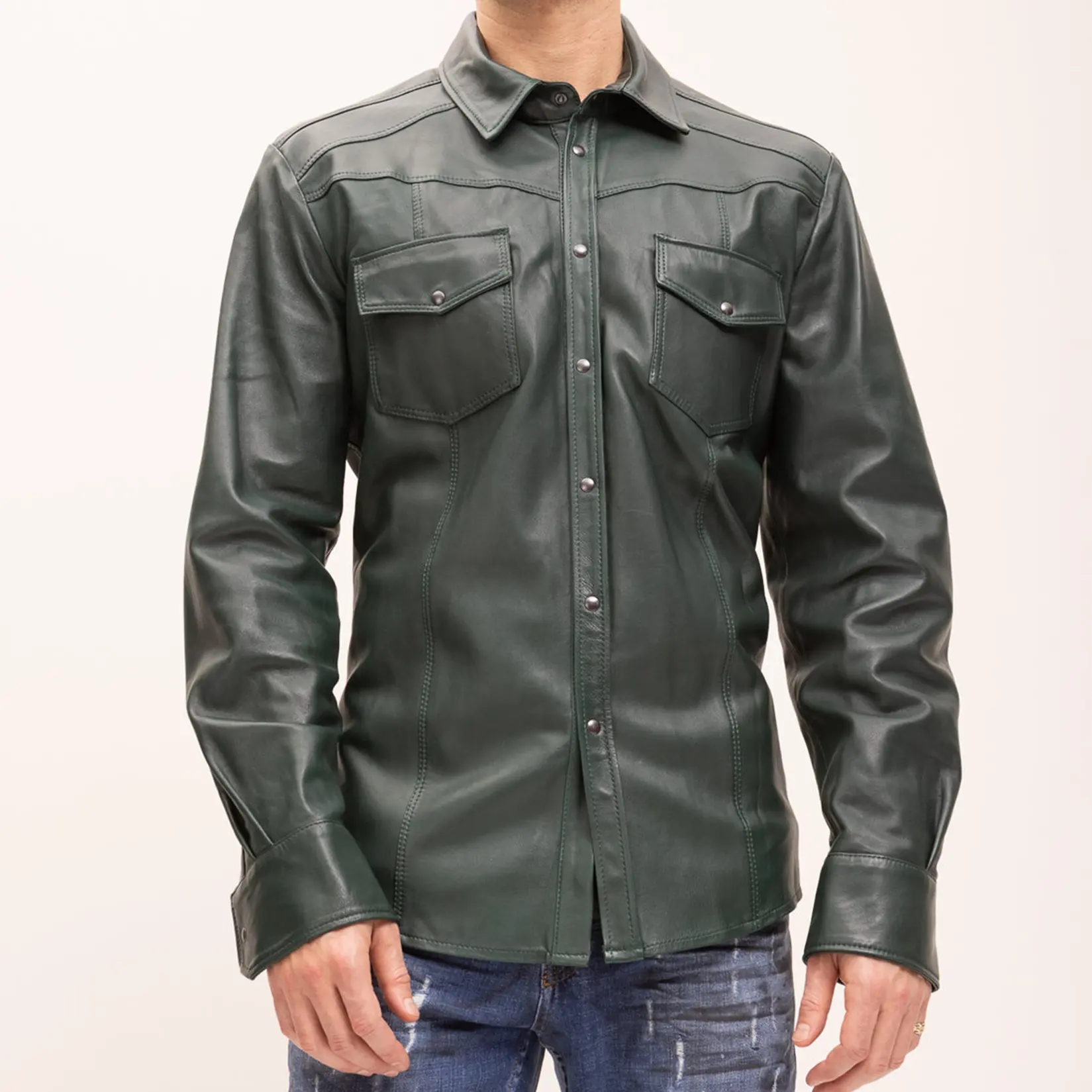 Men's Shirt Suede Leather Shirts For Men In Bulk High Quality Made In Pakistan ODM/OEM Designs