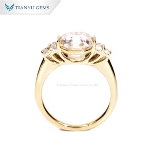 Tianyu Gems personalizado 14K/18k oro amarillo sólido Moissanite anillo Asscher corte compromiso diamante anillo para dama - Product Image 6