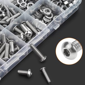 HELIFOUNER 304 Stainless Steel Hex Button Head Cap <b>Bolts</b> Nuts Washers Kit M2 M3 <b>M4</b> M5 1280 Pieces - Product Image 3