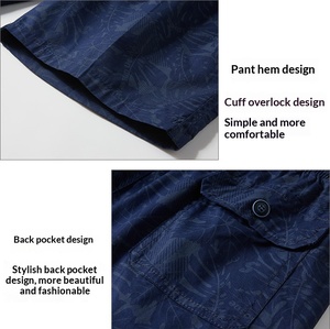 Shorts d'été décontractés en coton pour hommes, avec taille élastique et cordon <span class=keywords><strong>de</strong></span> serrage, pour l'entraînement, la course, la natation, la plage et les activités sportives - Product Image 5