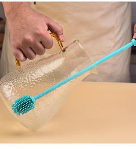 Brosse en silicone de qualité alimentaire pour ouvertures étroites, nettoyeur de tasses de sport pour bébés, nettoyage flexible des vases et verrerie - Product Image 2