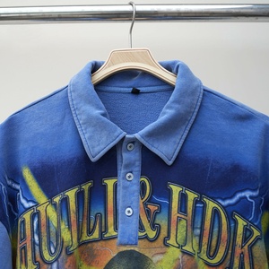 Magliette grafiche con serigrafia personalizzata Huili da uomo oversize da uomo <span class=keywords><strong>Polo</strong></span> in spugna francese in cotone pesante lavato Vintage - Product Image 3