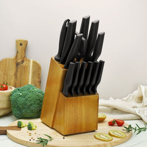 Kitchenware 14-Piece Black PP Handle Cutlery <b>Set</b> Black Anti-Bacterial Coating Kitchen <b>Knife</b> <b>Set</b> with Block - Product Image 3