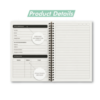 Organiseur/planificateur à anneaux spirales ColorFly A5 avec couverture en PVC et papier, options multicolores, pages lignées vertes, 50 feuilles