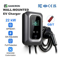 Chargeur mural pour véhicules électriques GANCRON OEM GB/T 22kW 32A AC avec WiFi et contrôle par application pour installation extérieure