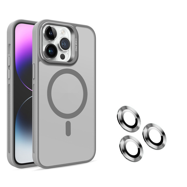 Luxury Quick Stand Phone Case for iPhone 16 15 14 13 12 11 Pro Max Plus Magnetic Wireless Charge Matte Cover with Lens Protector
