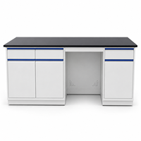 Table de laboratoire moderne en métal durable avec évier et tiroirs, revêtement en poudre époxy, établi en acier inoxydable pour laboratoire de chimie
