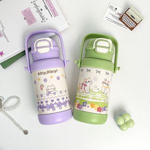 กระติกน้ำสุญญากาศสแตนเลส Kitty Diary ขนาด 500 มล. แบบสองชั้นเก็บความร้อน-เย็น ขวดน้ำพกพาลายการ์ตูน สำหรับใช้งานกลางแจ้ง - Product Image 1
