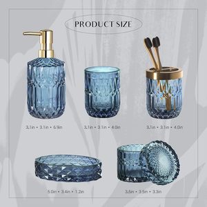 Ensemble d'accessoires de salle de bain <span class=keywords><strong>EMPO</strong></span> en verre transparent, 6 pièces (distributeur de savon, porte-savon, porte-brosse à dents, etc.) Contemporain, moderne, vintage - Product Image 6