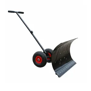 ManufacturerTwo Wheels Metal Heavy Duty Retractable Adjustable Snow Pusher Handle Push Snow Shovel