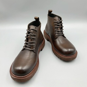 Botas Cortas de Piel Auténtica con Estilo Británico a la Moda para Otoño e Invierno, Botas de Piel para Hombre con Suela Gruesa - Product Image 5