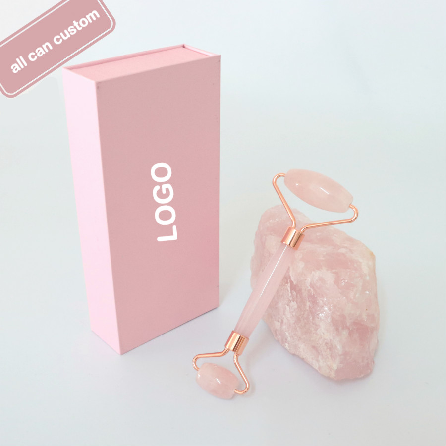 Ferramenta de massagem facial da pele, ferramenta do jade do quartzo rosa e gua sha com caixa