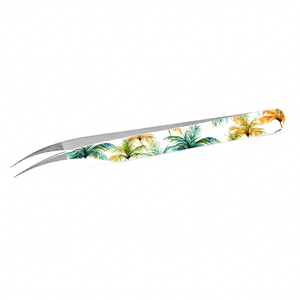 แหนบต่อขนตาสแตนเลสอย่างดี ลายต้นปาล์มฤดูร้อน ปลายแหลมตรงสำหรับต่อขนตา - Product Image 1