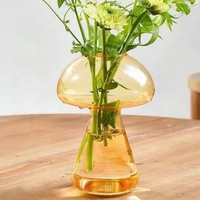 Vase en verre hydroponique en forme de champignon jaune bleu rose le plus populaire pour la décoration de table