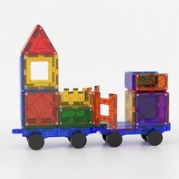 Blocs de construction magnétiques, train magnétique avec fenêtres transparentes colorées, jouet éducatif STEM pour enfants