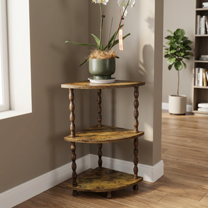 Table console d'angle en bois avec étagère de rangement à 3 niveaux, table d'appoint, étagère gain de place pour le salon - Product Image 2