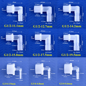 Raccordo a L con filettatura maschio e attacco per tubo flessibile, connettore angolare in plastica PP per tubi aria, olio, acqua e acquari - Product Image 5