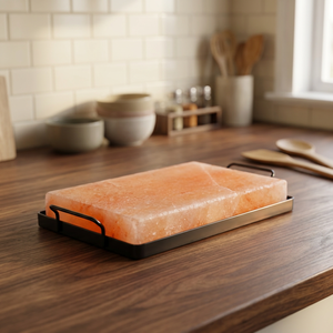 Mejor Placa Premium de Sal Rosa del Himalaya Tallada a Mano, Ecológica, de Hierro/Acero Inoxidable para Cocinar BBQ en Casa o al Aire Libre - Product Image 1