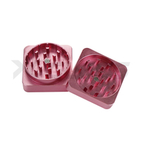 Broyeur manuel carré rose XY GLASS 55mm 25mm à 2 couches pour herbes, épices et tabac, accessoires pour fumeurs