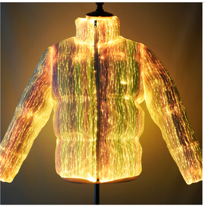 Sang Trọng Tùy Chỉnh Mùa Đông Công Nghệ Cao Glow Xuống Áo Khoác LED Sợi Quang Bánh Mì Áo Khoác Unisex Ấm Dày Glow Áo Flash Puff Áo Khoác - Product Image 3