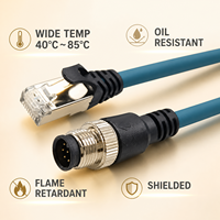 Câble Ethernet industriel M12 vers RJ45 blindé, résistant à la chaleur (40 à 85 degrés), gaine PUR résistante à l'huile pour armoire de machine