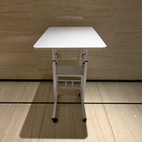 Table de chevet mobile multi-usages en MDF, hauteur réglable, bureau pour ordinateur portable en panneau de densité MDF pour chambre, canapé, bureau