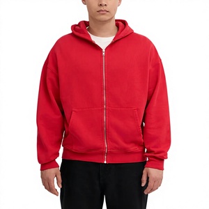 Sudadera con capucha de invierno extragrande con cremallera completa para hombre, OEM, mezcla de algodón/poliéster, gruesa, ajuste casual, sin cordón, lisa, superventas - Product Image 1