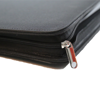 Porte-documents multifonctionnel personnalisé de haute qualité en PU, format lettre, avec batterie externe 8000 mAh, bloc-notes à fermeture éclair et fonction sans fil