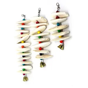 Wholesale China Supplier Bird Swing Bell Parrot Toys Crushed Cuttle Fish Bone 22cm 30cm 40cm Natural Cuttlebone String