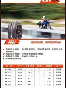 Pneumatici Moto Semislick CST <span class=keywords><strong>CM</strong></span>-NK01 da 17 Pollici 100/80-17 110/70-17 110/80-17 130/70-17 140/70-17 150/60-17 Tubeless - Product Image 5