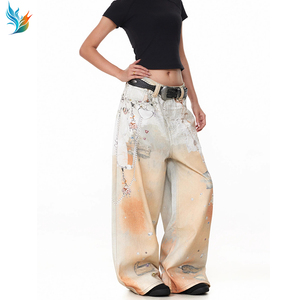 <span class=keywords><strong>Pantalones</strong></span> Vaqueros de Mezclilla con Logotipo Personalizado, Tejido Blanco, Totalmente Estampados, Corte Recto, Estilo Y2K para <span class=keywords><strong>Hombre</strong></span> - Product Image 4