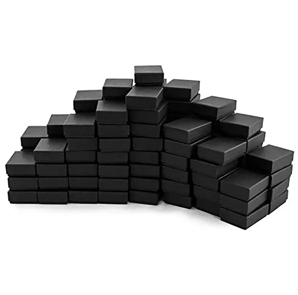 Fabriek Goedkope Prijs Zwart Katoen Gevulde Vierkante Kartonnen Kleine Geschenkdozen Voor Sieraden Ketting Oorbel Ring