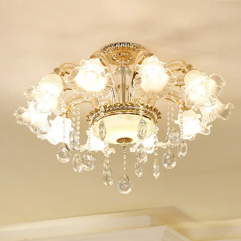 European decorative dinning living room lights lighting for home modern zinc alloy crystal chandelier ceiling luxury