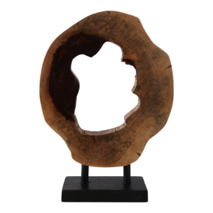Scultura Decorativa Rotonda in Legno su Supporto, Statua Astratta Moderna per Arredamento Casa, Soggiorno, Bagno, Ufficio - Product Image 4