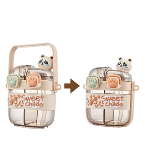 <strong>500</strong> Ml Double Compartment Children's Cute Straw Cup <strong>Plastic</strong> Double Drinking Water <strong>Bottle</strong> for Kids School - Product Image 6