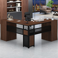 Bureau en L moderne et luxueux sur mesure avec 6 tiroirs, bureau en L réversible en bois avec étagères de rangement, mobilier de bureau à domicile