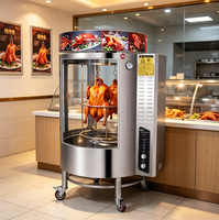 Four à rôtir au gaz commercial en acier inoxydable avec verre trempé, haute efficacité, grande capacité, pour poulet et canard
