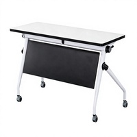 Table de conférence pliante à plateau rabattable, cadre blanc, panneau noir, roulettes, pour réunions de bureau, salles de formation et salles de classe