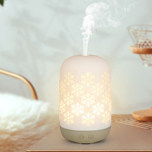 Mooie Witte Keramische Etherische Olie Diffuser Handgemaakte Ultrasone Aroma Luchtbevochtiger 7-Color <span class=keywords><strong>Led</strong></span> <span class=keywords><strong>Lights</strong></span> 100Ml Home Decor - Product Image 1