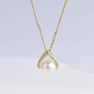 wholesale plata 925 sterling silver shell pearl pendant <b>necklace</b> Everyday Wear Flower 18k Gold Plated bridal dainty <b>necklaces</b> - Product Image 2