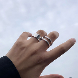 <b>Silver</b> Plated <b>Ring</b> For <b>Men</b> Geometric Minimalist Design Open Index Finger <b>Ring</b> Gift Jewelry - Product Image 1