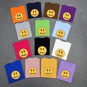 T-shirt classica a maniche corte in puro cotone da uomo e da donna, modello ampio per coppie, con lo stesso sorriso di Bieber, di un marchio trendy. - Product Image 1