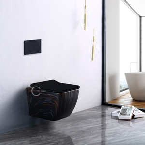 โถสุขภัณฑ์ติดผนังเซรามิกหลากสี ดีไซน์ลายหินอ่อน แบบไร้ขอบ - Product Image 3