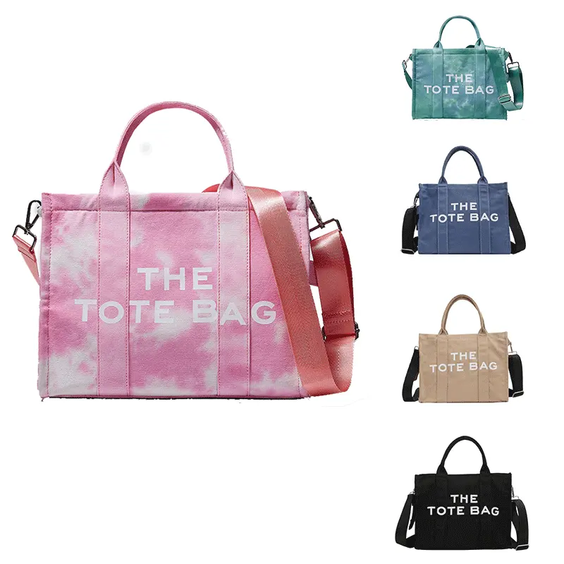 large custom logo printed zipper bag pocket cute woman luxury handbag the tote bag purse canvas women's tote bags