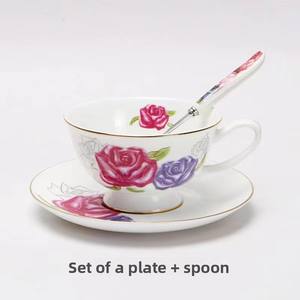 <span class=keywords><strong>Bona</strong></span> China ถ้วยกาแฟเซรามิกลายดอกไม้หรูหราขนาด220มล. ชุดจานรองถ้วยชาพอร์ซเลน - Product Image 5